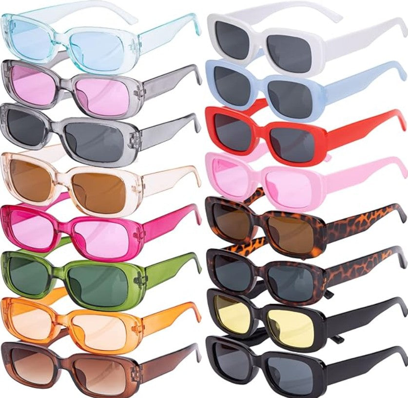 20 Piezas Gafas De Sol Rectangulares Estilo Vintage Casual